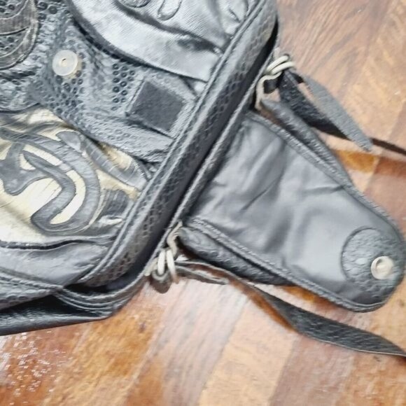 Vintage 80s NAS Alentino Faux Snakeskin Python Abstract Patchwork Purse - Picture 12 of 16